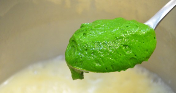 Gelato di spinaci per mantecare il risotto con garusoli e spinaci