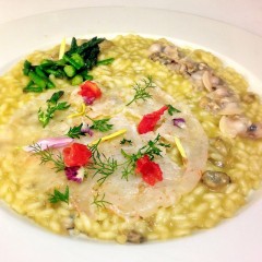 Risotto, schille, vongole e asparagina