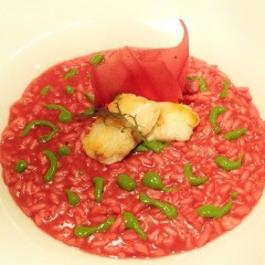 Risotto, rapa rossa, ossobuco di pescatrice e gremoloda di prezzemolo